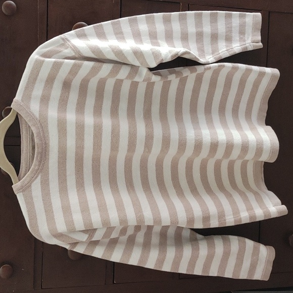 Men's Eddie Bauer Cotton Tan & White Crew Neck Knit Sweater Size S - Picture 3 of 6